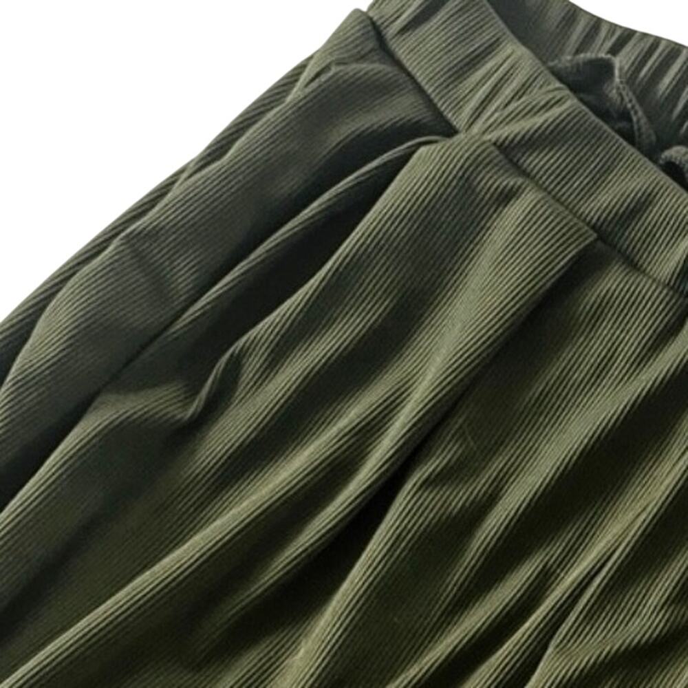 Cider pull on wide leg pants olive green high rise stretch waist ribbed 2XL - Picture 7 of 10